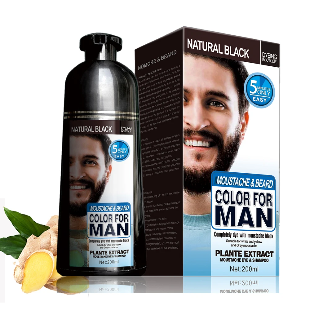 

Mokeru 3Pcs/Lot 200ml Natural Herbal Fast Permanent Hair Coloring Beard Black Hair Dye Shampoo For Men Covering Gray Hair