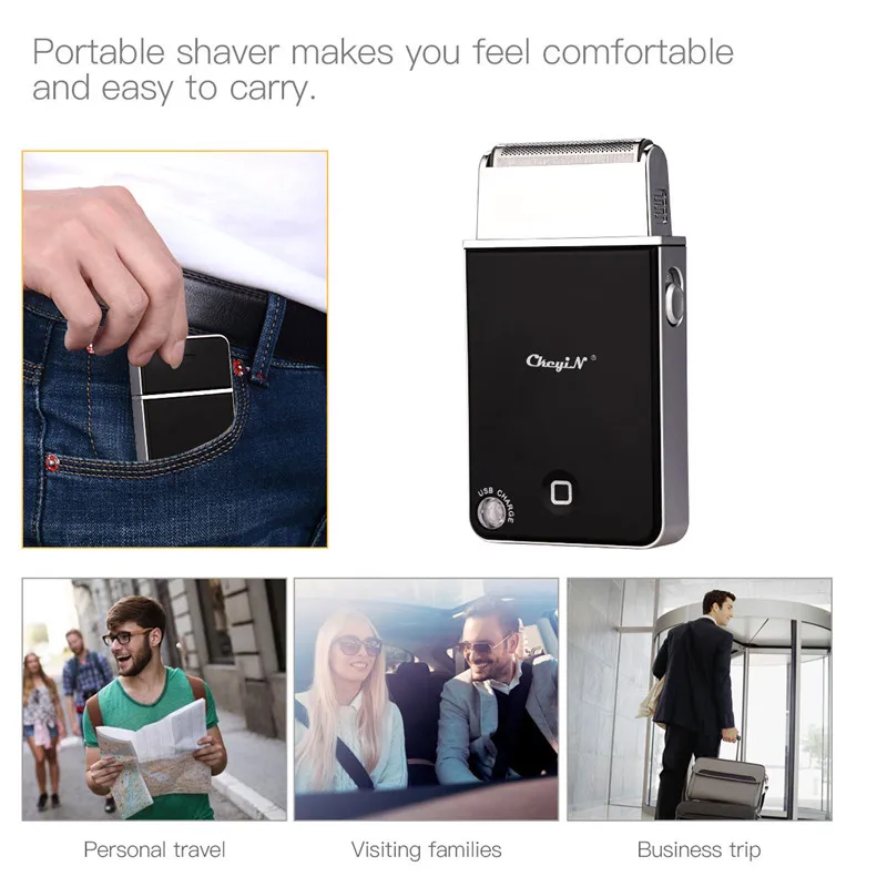 Men Rechargeable Floating Beard Shaver Mustache Slim Foil Shaving Machine Razor Trimmer Reciprocating Blade Pocket Size | Бытовая