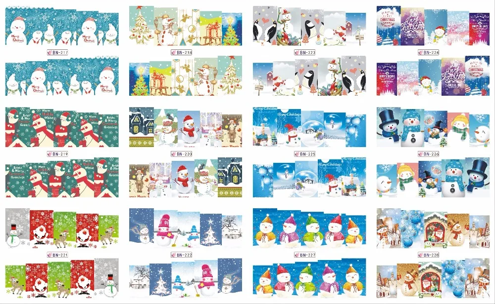 

On sale !! 1 Lot by 20 papers 12 New Style Nail Art Water Sticker Christmas trees and Christmas snowma in 2016 for BN217-228