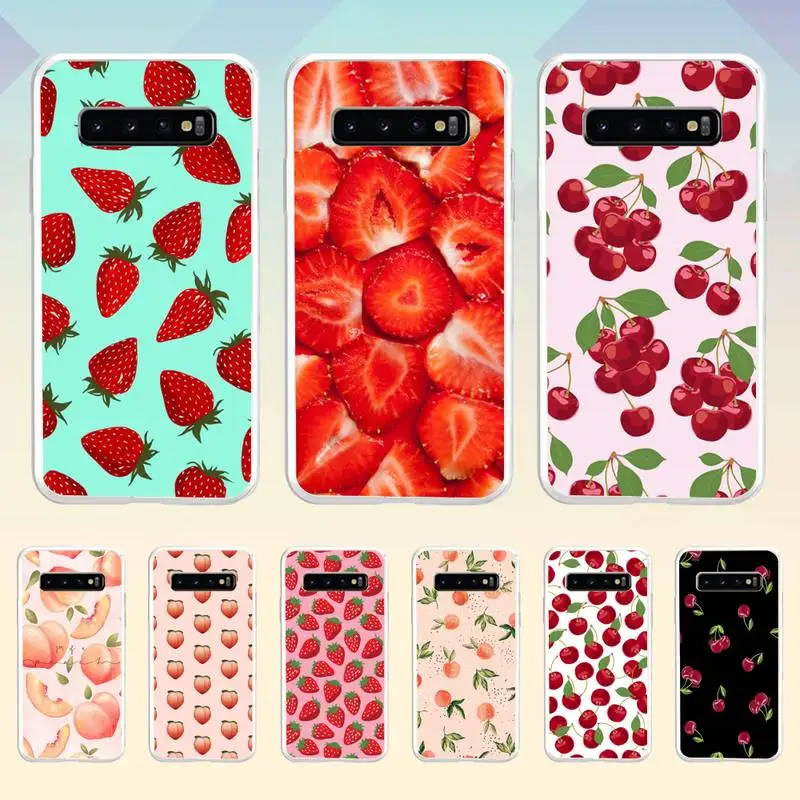 

Strawberry Cherry Peach Fruit Phone Case For Samsung Galaxy S10 S10e S8 S9 Plus S7 Edge Note10 9 8 Soft Transparent TPU Cove