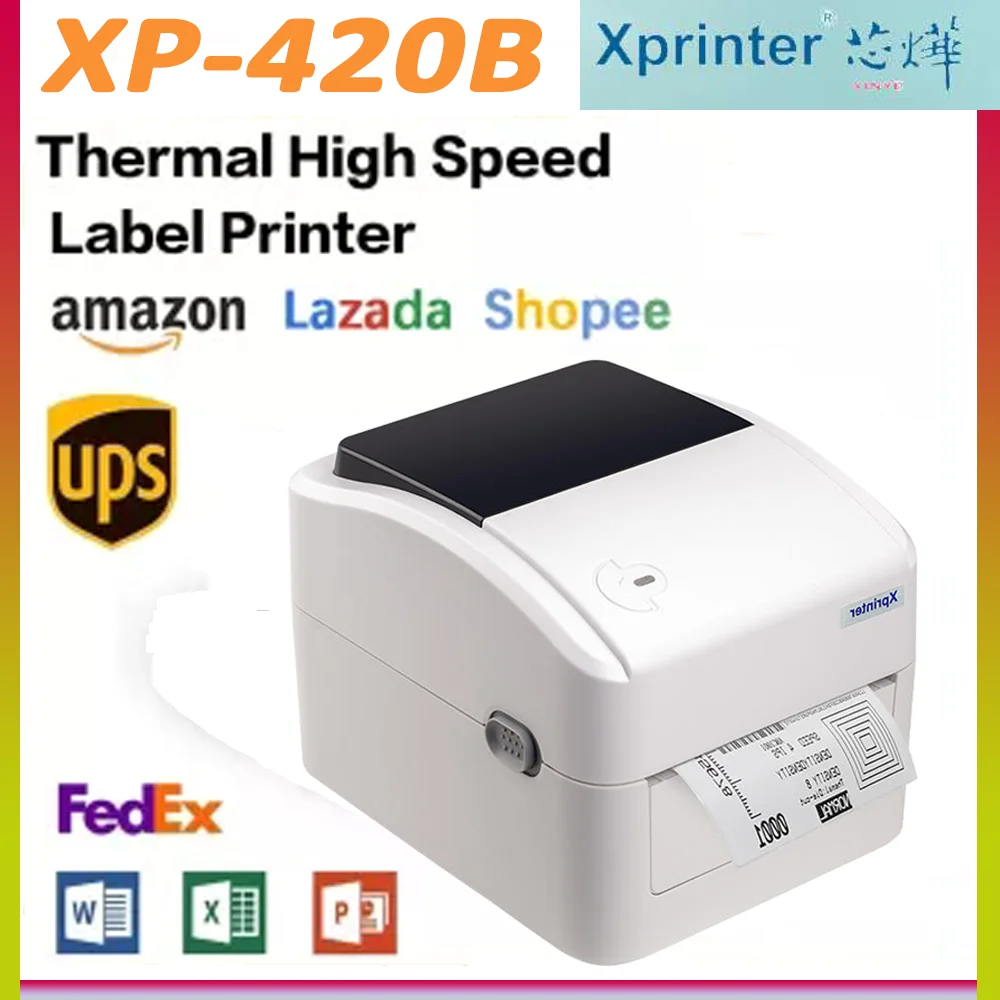 XPrinter XP-420B Bluetooth термальный принтер для этикеток размер A6 waybill AWB печать QR-кода с ПК