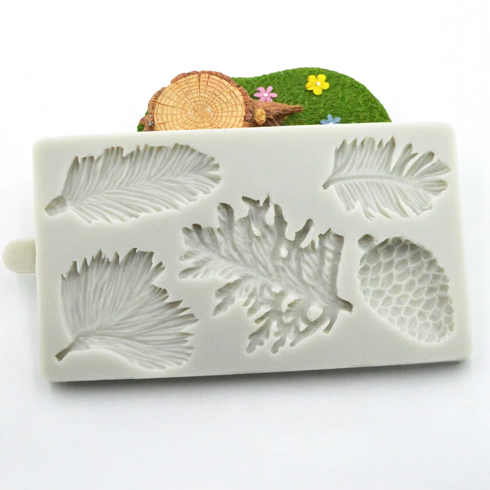 Новая Рождественская елка лист кедра конус сосны помадка торт силиконовая форма