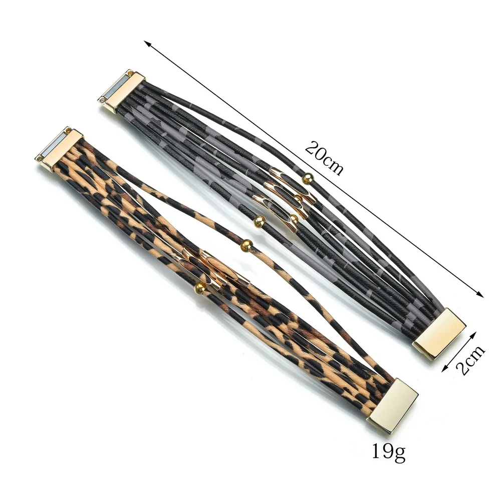 Terreau Kathy wrap Браслеты для женщин leopard кожа цвет несколько слоев браслет и вечерние