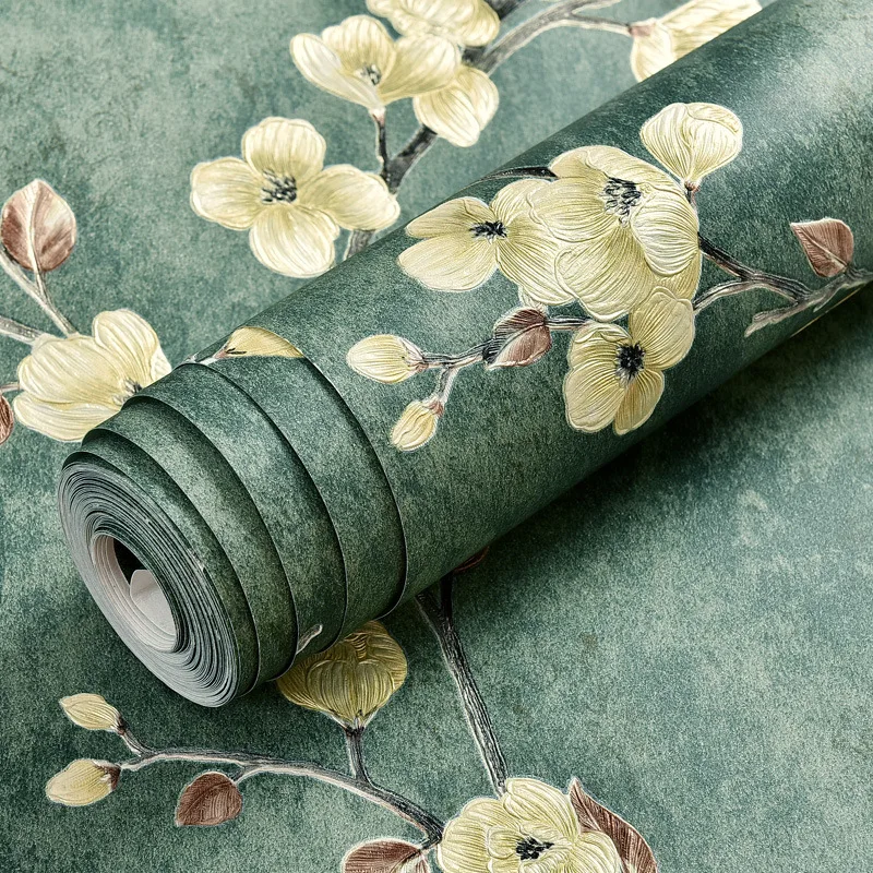 

UUJUNE wallpaper Bedroom Wall Covering modern Vintage Pink Floral Wallpaper Blue Tropical Butterfly Birds Flower Wall Paper
