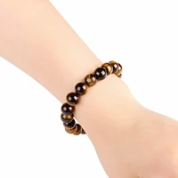 qimoshi fashion men 10mm tiger eye bracelet elastic yoga gemstones healing energy women stretchyoga chakra jewelr girl