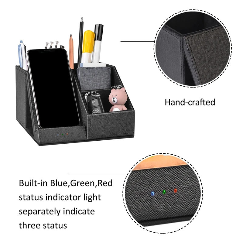 Qi Беспроводное зарядное устройство держатель ручки с настольным органайзером