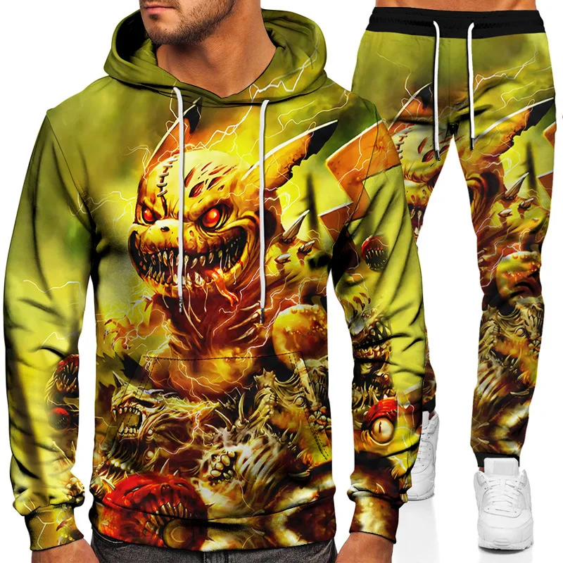 

21 New Spring Men Leisure Set Sweater Trousers Two-Piece round Neck Hooded