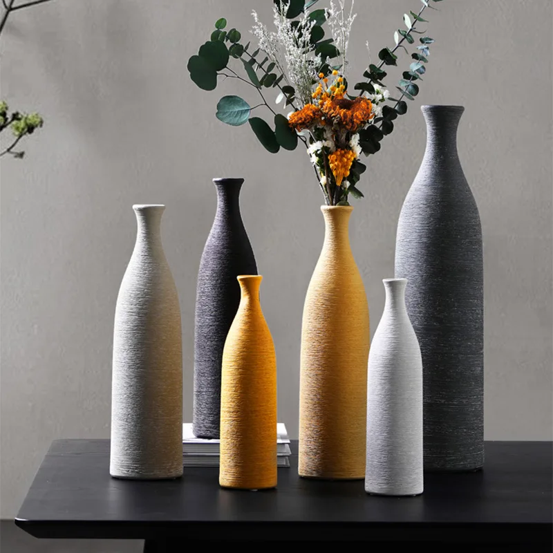 

Ceramic Modern Vase Nordic Creative Tabletop Tall Vase Living Room Decoration Minimalist Decor Table Jarrones Home Decor BN50HP