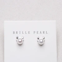 2019 new original pearl small cute animal silver stud earrings for women girls jewelry orecchini argento pendiente de plata 925