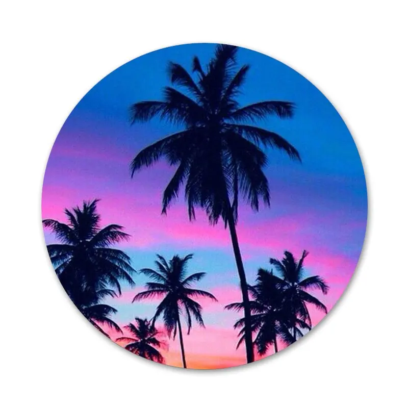 Значки с кокосовым деревом и закатом чайки 58 мм | Дом сад