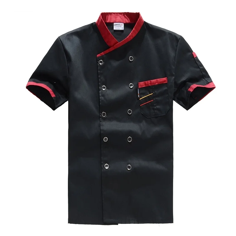Short Sleeve Куртка шеф-повара короткий/длинный рукав рубашка повара бариста ресторан отель Рабочая форма пекарь одежда для официанта - Цвет: Short Sleeve