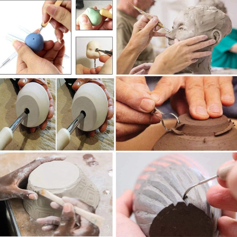 57 шт. Керамика набор инструментов для глины с Пластик чехол моделирование инструменты лепки Наборы