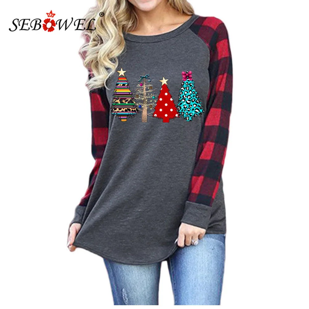 

Женская футболка с длинным рукавом, круглым вырезом и принтом