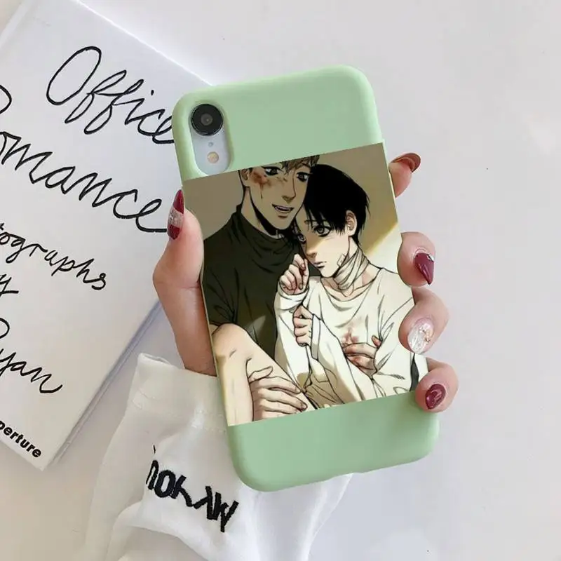 

Killing Stalking boy Phone Case Liquid Silicone Phone Case for iPhone 11 Pro Max XR XS X Candy Cover for iPhone 6 6S 7 8 Plus