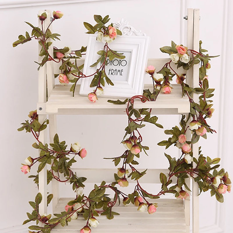 

Silk Roses Ivy Flower Vine Artificial Flowers Green Garland For Home Wedding Garden Decoration Hanging Rattan Wall Décor