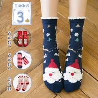 3pairs christmas women socks korean edition of red benmingnian stockings lovely 100 cotton cartoon casual