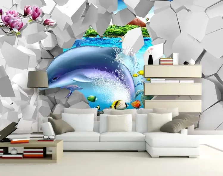 Пользовательские фото обои 3D модный современный подводный мир Дельфин гостиная