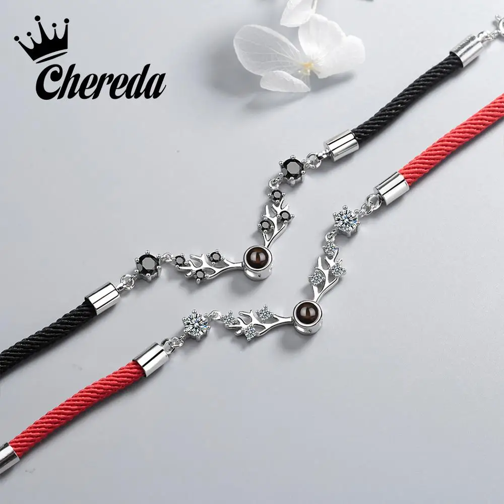 Черный и красный браслет на веревке Chereda 100 языков скажите что я люблю тебя