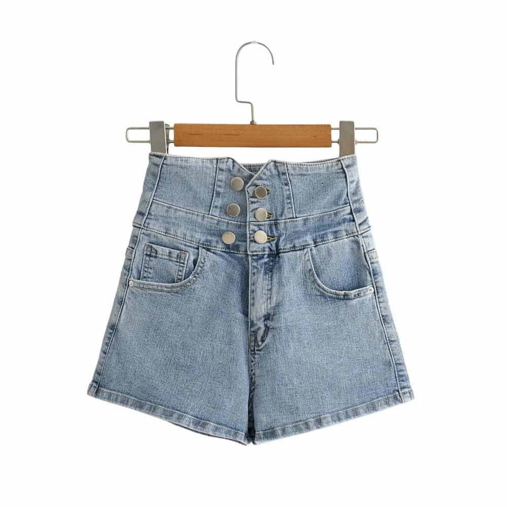 

Denim Shorts Women's High Waist Stretch Pants 2021 New Summer Loose Wide Leg Pants Trendy Ins Breasted A- line Hot Pants