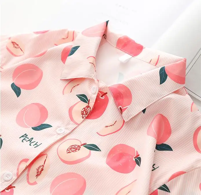 

Summer Retro Korean Fruit Print Loose Chiffon Short Sleeve Shirt