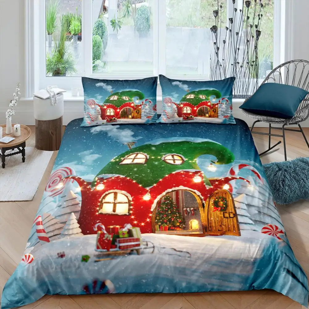 

Christmas Festival Bedding Set Queen 3D Cute Printed Duvet Cover Bedclothes 2/3pcs Home Textiles Luxury high Quality Bedspread