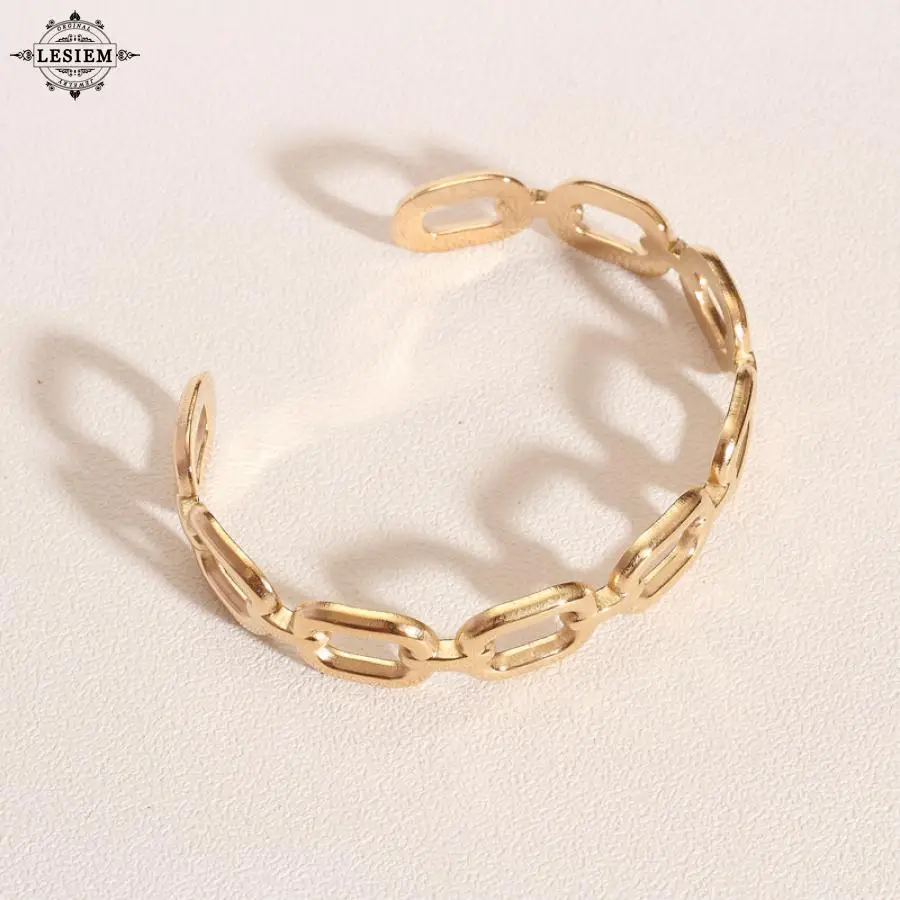 

Лидер продаж 2021, 18KGP позолоченный женский браслет дружбы LESIEM C-образной формы, универсальный трендовый браслет, аксессуары для выпускного ве...