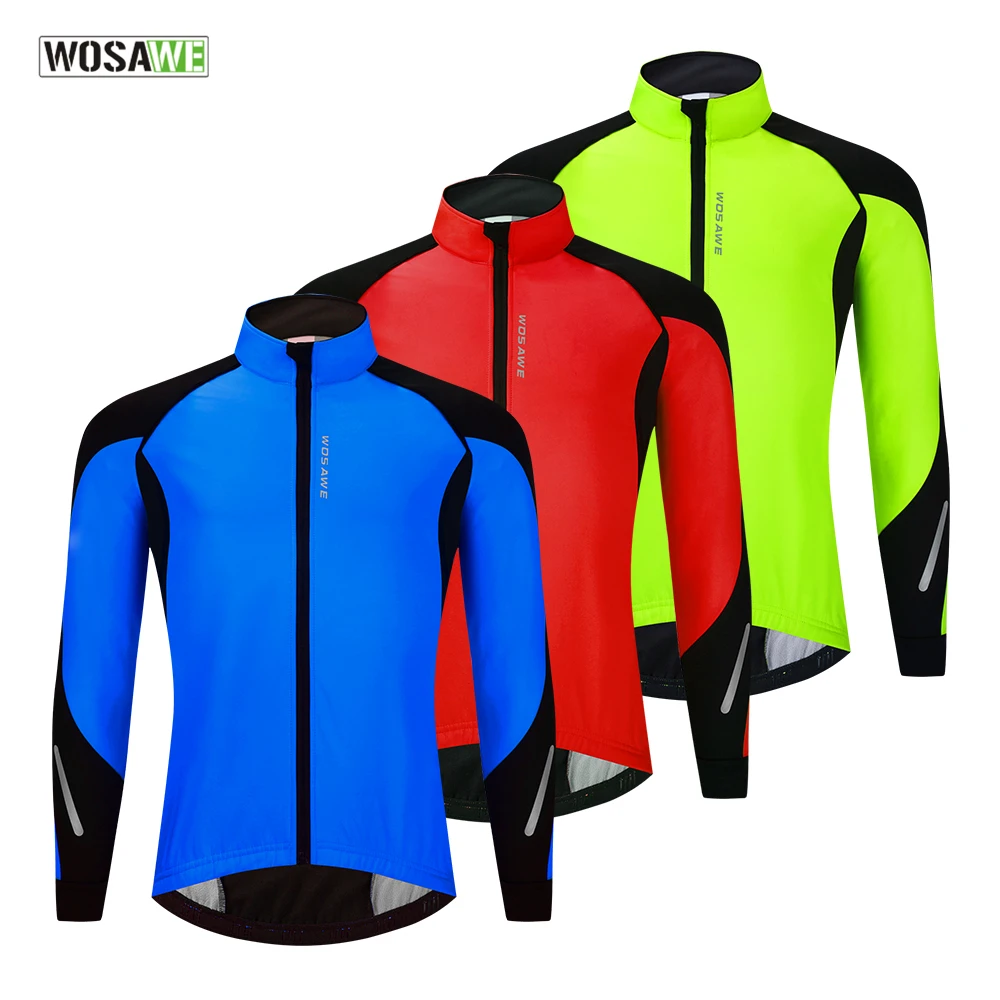 

Велосипедная куртка WOSAWE, зимняя теплая флисовая куртка с высоким воротником, ветрозащитная дышащая Светоотражающая ветровка