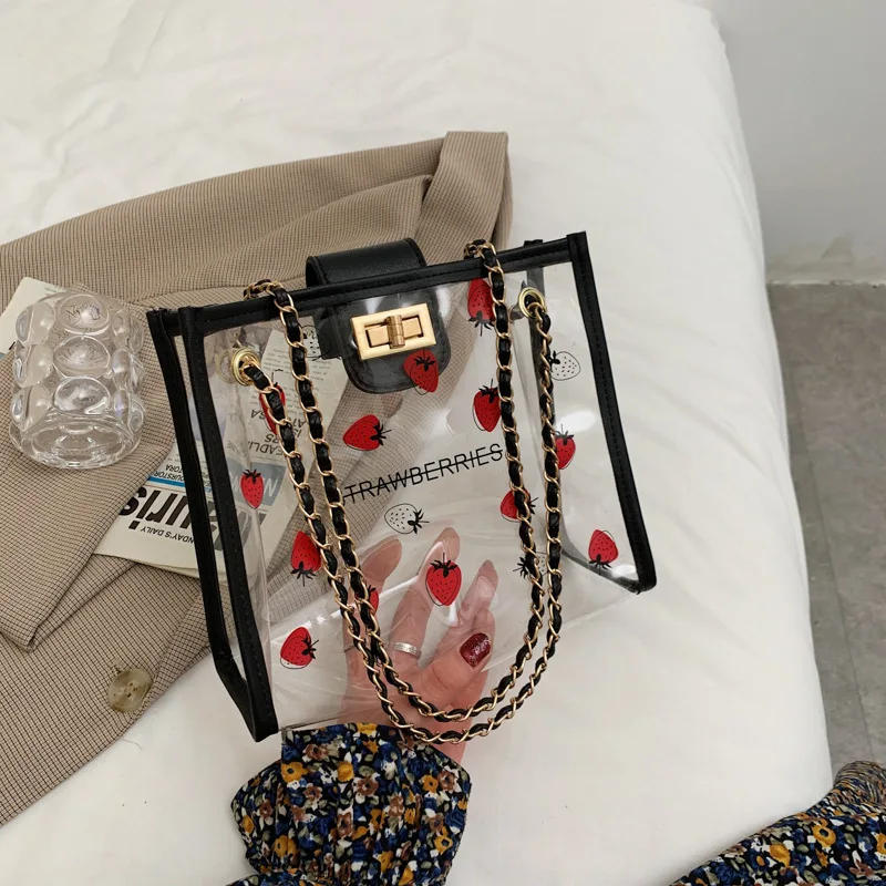 

2021 New Trendy Texture Transparent Fashion Western Style Summer Jelly Messenger Bag Fruit Strawberry Bag
