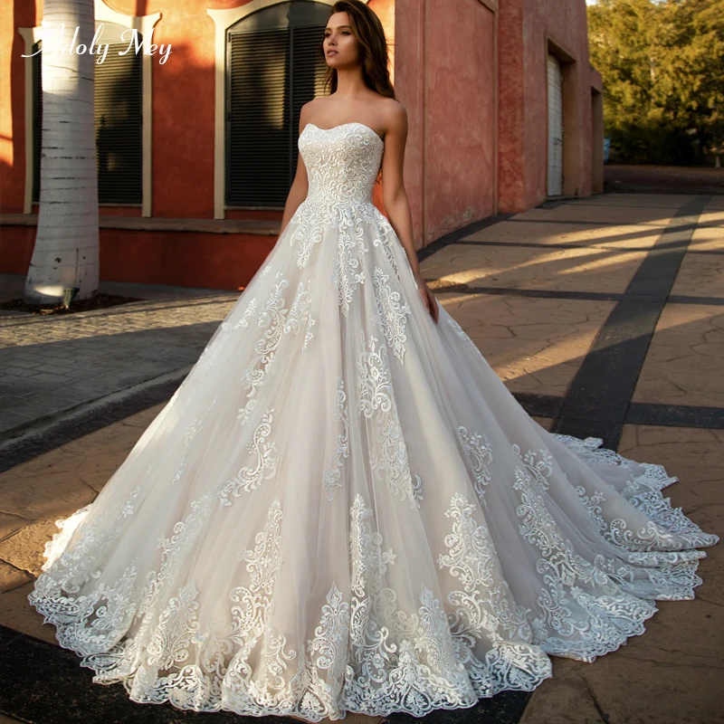 Adoly Mey Новое поступление пикантное свадебное платье-трапеция без бретелек со