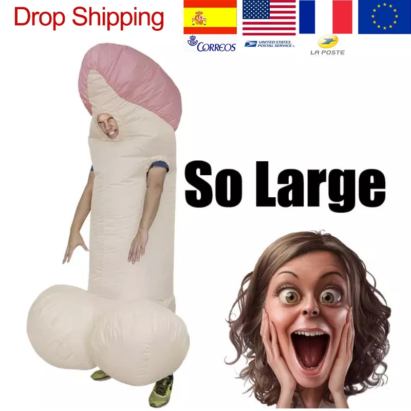 Пикантные надувной Уилли пенис взрослый Костюм Забавные член надувные странные