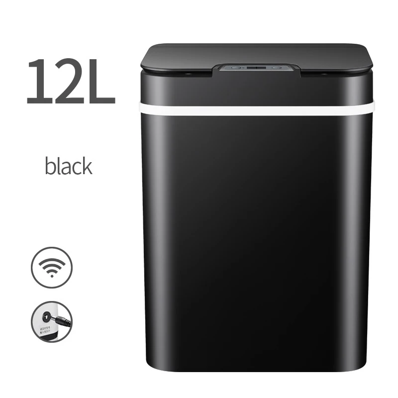 Black 12L Прямоугольная индукция автоматический датчик держатель для мусорного мешка 12л мусорное ведро автомобиля свалки баки для компоста мини Trashcan чистящие средства - Цвет: Black 12L