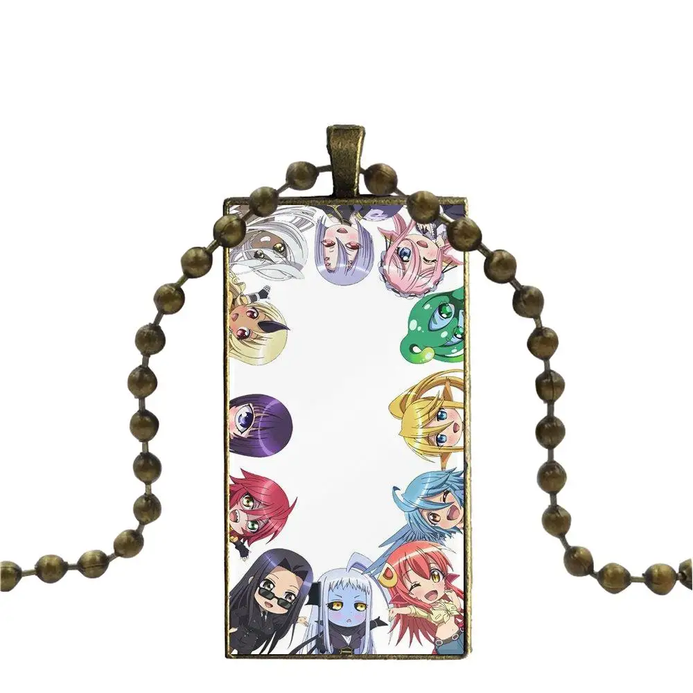 Для детей стеклянный подвесной брелок ожерелье прямоугольное модное Аниме Monster