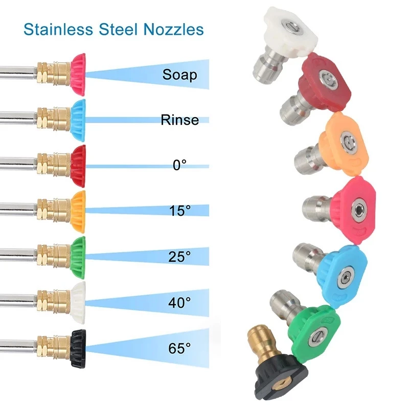 Power Pressure Washer Spray Nozzle Tips And Quick Connect Pivot Adapter Coupler 220 Degrees With 7 Rotation Angles |