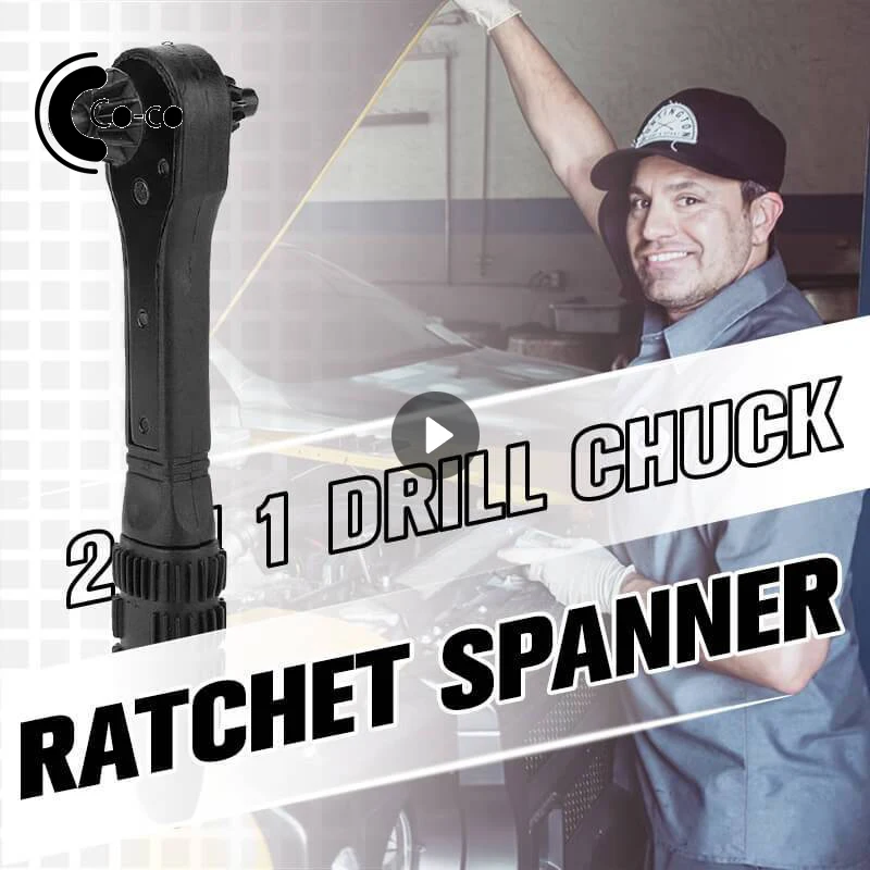 

2 In 1 Drill Chuck Ratchet Wrench Fix Chucks Of Various Spanner Two-way Quick Ratchet Two-ended Dual Purpose Spanners Hardened