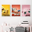 Покемон мультфильм искусство холст живопись Современная роспись Пикачу аниме плакат печать детская комната гостиная украшения дома картины