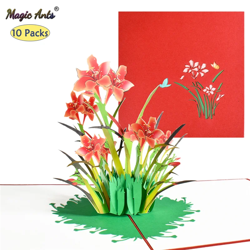 

10 Pack 3D Daffodil Pop-Up Flower Card Greeting Cards for Valentines Day Get Well Mothers Day Birthday Anniversary Wholesale
