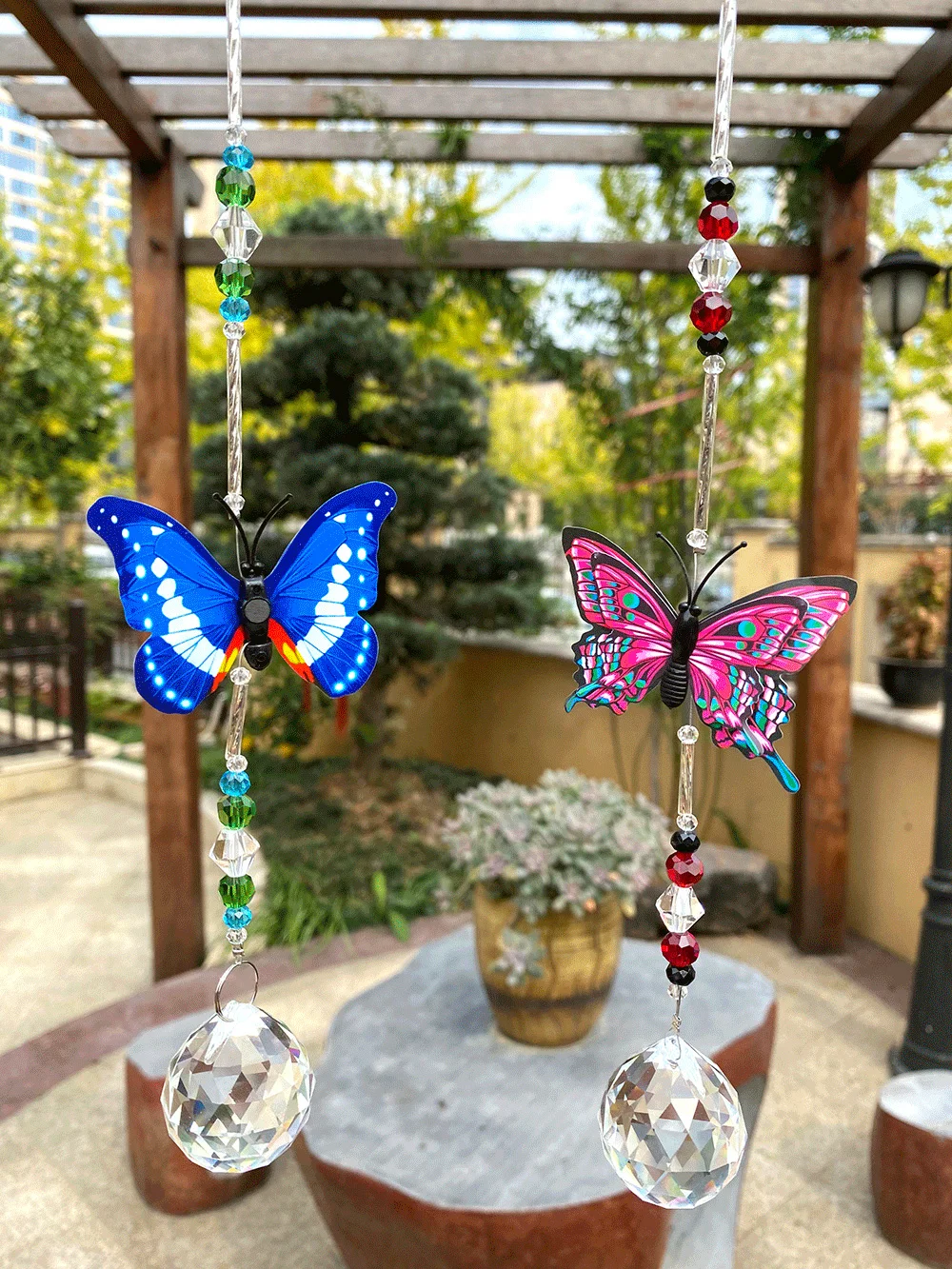 

Crystal Butterfly Suncatcher Chakra Beads Window Hanging Sun Catcher Rainbow Collection for Home Garden Wedding Decor Xmas Gift