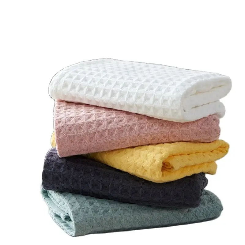 

Baby Cotton Waffle Bath Towel 70*140CM Adult Kids Absorbent Quick Drying Thin Summer Gauze Blanket Household Bathroom Towels