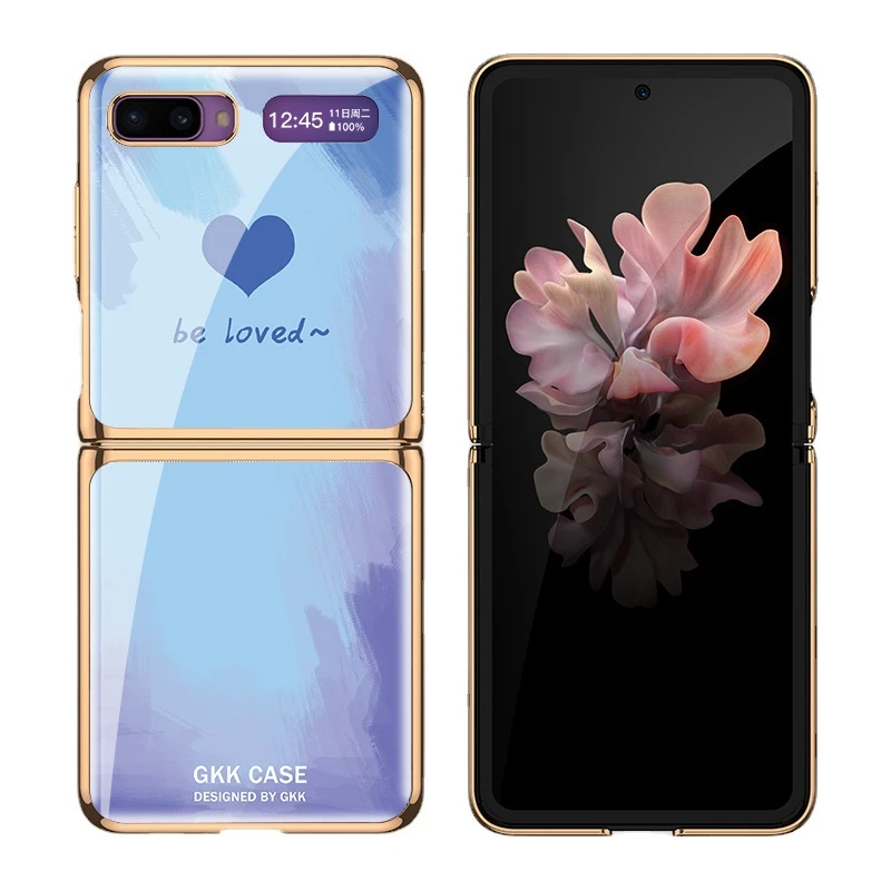 

Luxury Pattern Plating Glass Case for Samsung Galaxy Z Flip Case Hard Plexiglass Back Protective Cover for Galaxy Z Flip 5G