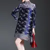 Women Dress Retro Pleated Dress 2023 Autumn New High Neck Print Middle-aged Mother Loose  MM Women's Clothing 4