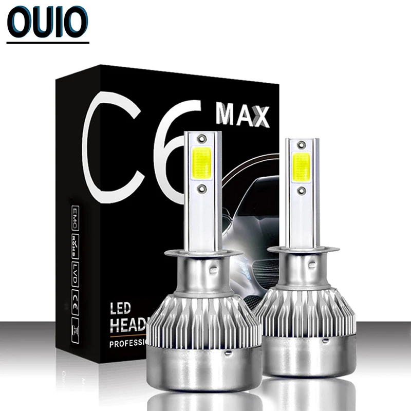 2 шт. C6 Макс комплект автомобильных светодиодных фар Led H4 LED H7 H11 H13 H1 H3 9004 9005 9006 COB 6000K