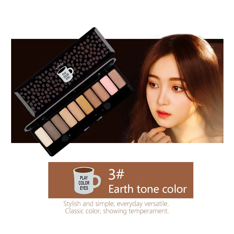 03-Earth tone color Модная палитра теней для век, 10 цветов, матовая палитра теней для век, блестящие тени для век, макияж телесного цвета, косметический набор для макияжа, инструменты - Цвет: 03-Earth tone color
