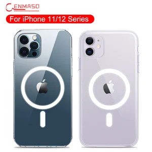 cenmaso original clear phone case for iphone 12 pro max 11 12 mini case magnetic safe wireless charging luxury transparent cover free global shipping