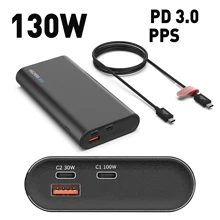 100W 96W 87W 65W 61W 45W 30W USB-C Power Bank with QC3.0 PD PPS for Macbook DELL XPS Galaxy S21 S20 and more USB Type-C Laptops