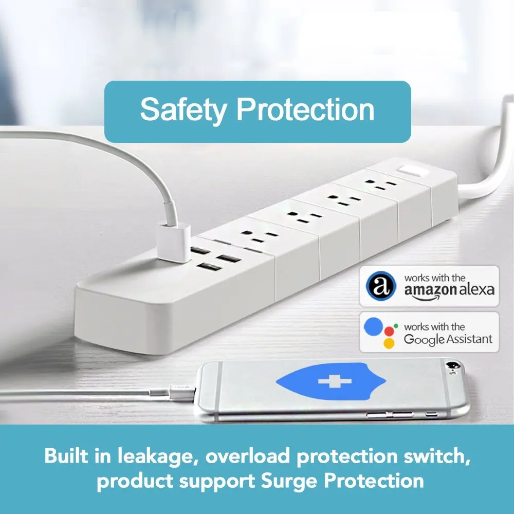 Умный удлинитель Tuya с Wi Fi 4 USB порта|Электрические розетки| |