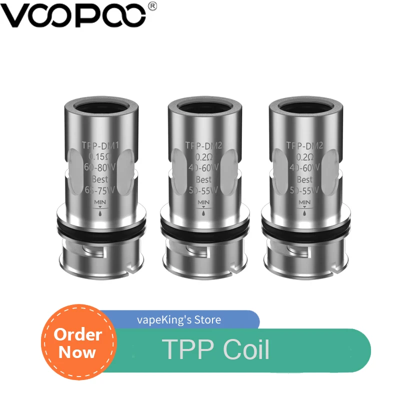 

3PCS/Pack Voopoo TPP Coil TPP-DM1 Coil 0.15ohm TPP-DM2 Coil 0.2ohm Head TPP for E Cigarette Drag 3 Drag X Plus Pod Vape Kit