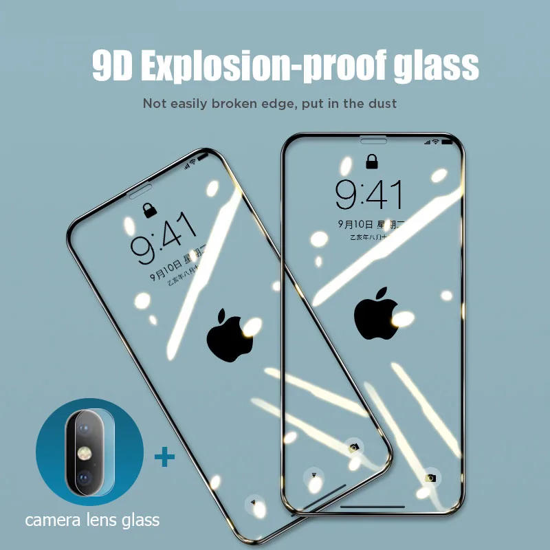 2 в 1 Защитное стекло для iPhone 11 Pro Max 7 8 6 6s Plus Se X XS XR | Мобильные телефоны и аксессуары