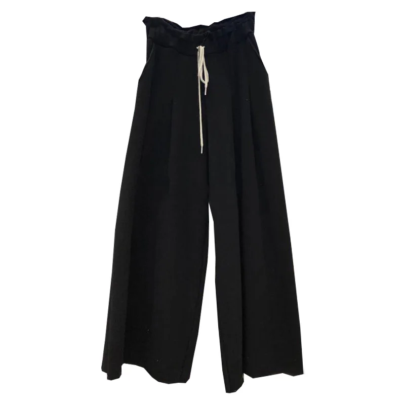 

2021 Spring And Summer Fashion New Casual Loose Elastic Waist Trousers Comfortable Home Lace-up Cotton Ladies Wide-leg Pants