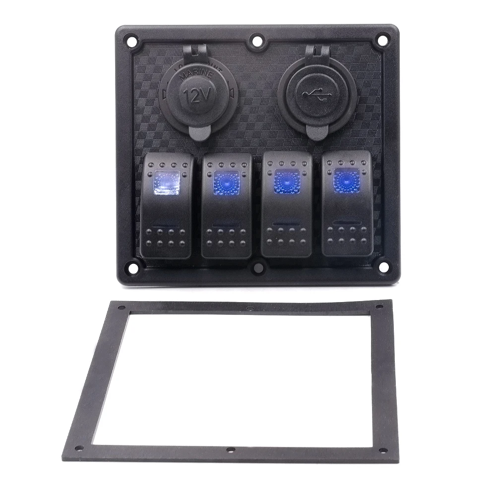 4 х клавишный кулисный выключатель для лодки двойной USB разъем прикуривателя