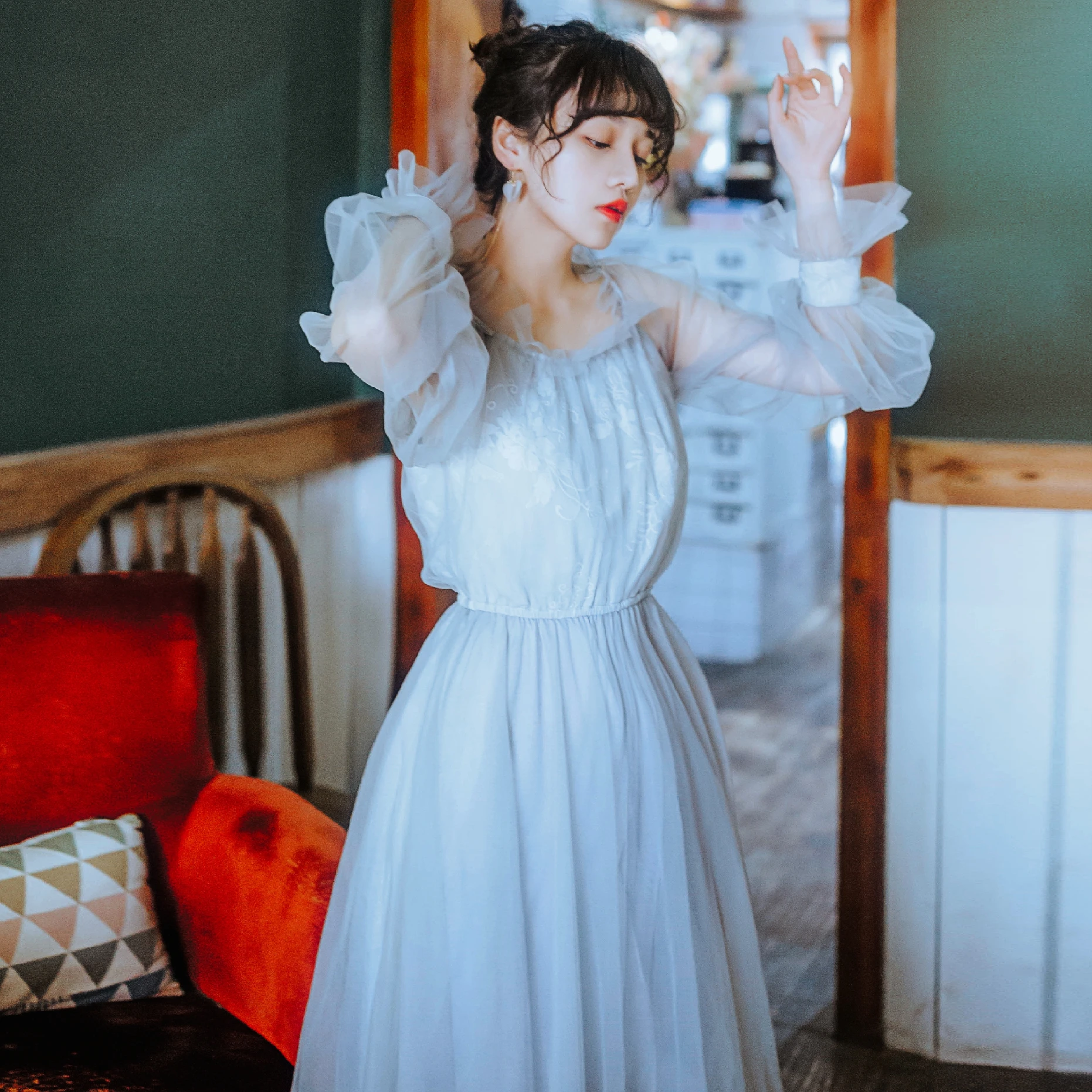 Женское Сетчатое кружевное платье с высокой талией YAMDI роскошные Подиумные